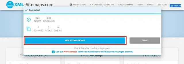 Chọn View Sitemap Details Chọn View Sitemap Details