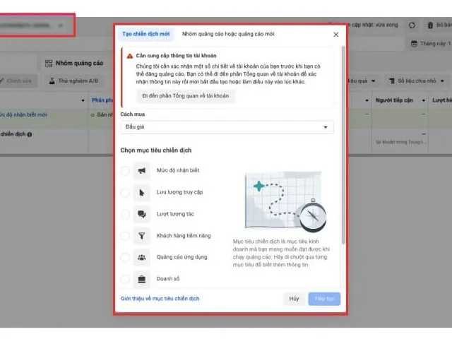 Tạo chiến dịch quảng cáo Facebook Ads